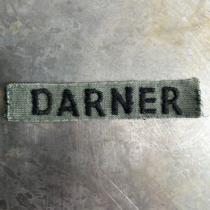 DARNER Embroidered Vintage ‘Army Green’ Military name tape patch DARNER